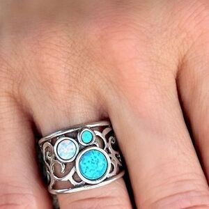 Inspiranza Elegant 925 Silver Opal Ring SIZE 6